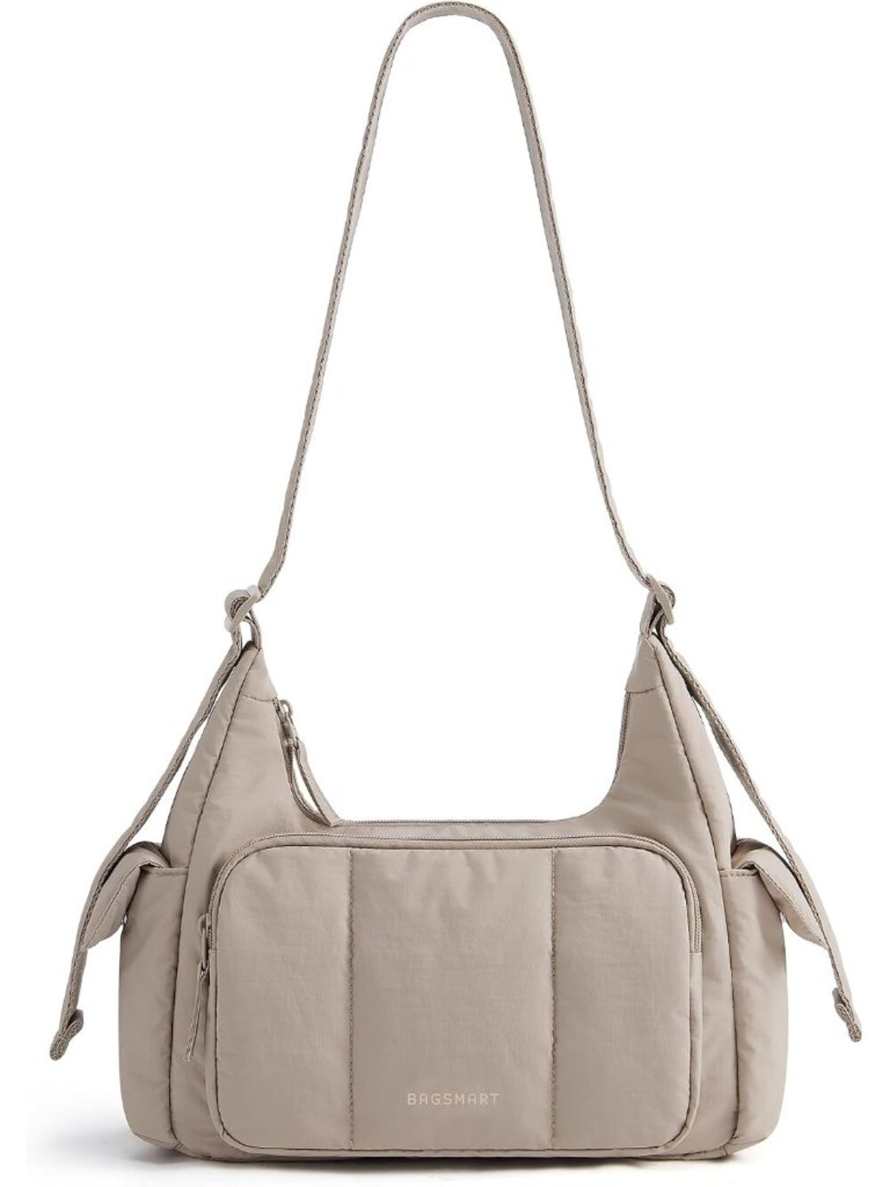 〽️Women Creamy Brown Puffer Lightweight Nylon Everyday Travel Crossbody Hobo Bag